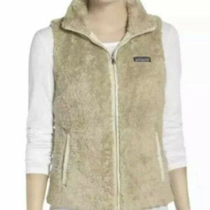 PATAGONIA Los Gatos Womens Small Vest Sherpa Fleece Zip El Cap Khaki Tan